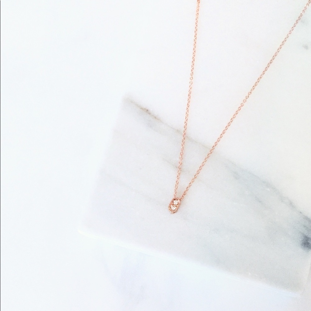 dainty rose gold pavé cz hexagon pendant choker